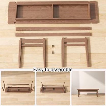 Dining Bench, Narrow Wood Bench, Dining Room Bench with Beam, Table Benches, Entryway Bench, Sturdy and Stable(Natural,80cm/31.4in) - color: Natural, size: 80cm/31.4in