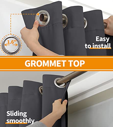 YoungsTex 100% Blackout Curtains 63 Inch Length, Grommet Thermal Insulated Drapes Full Room Darkening Privacy Thick Blinds with Liner for Bedroom, Dark Grey, 2 Panels, 38 X 63 Inch - color: Dark Grey, size: 38"W x 63"L (Pack of 2)