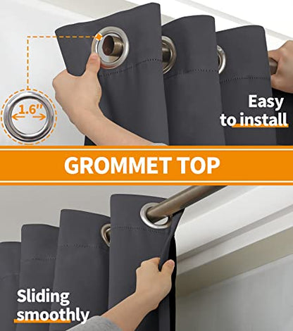 YoungsTex 100% Blackout Curtains 63 Inch Length, Grommet Thermal Insulated Drapes Full Room Darkening Privacy Thick Blinds with Liner for Bedroom, Dark Grey, 2 Panels, 38 X 63 Inch - color: Dark Grey, size: 38"W x 63"L (Pack of 2)