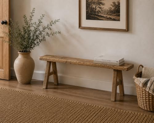 Artissance 20" H Vintage Noodle Bench 5-5.5ft Long Weathered Natural (Size and Finish Vary) - size: 20H x 60W x 5.5L