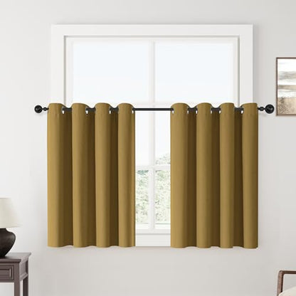 ChrisDowa Golden Brown Blackout Curtains 45 Inches Long 2 Panels for Bedroom - color: Gold Brown, size: 52"W x 45"L (Pack of 2)