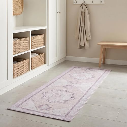 Narrow Runner Rug 18 Inch Wide Non Slip Low Pile Thin Area Rug | Washable for Hallway Kitchen Bathroom Laundry Room Bedroom Front Door Low Mudroom Brown Carpet Runner - color: Brown, size: 3'11" x 1'6" (Rectangular)