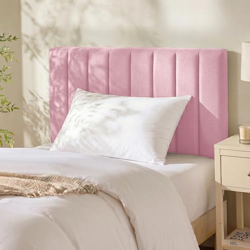 Nestl Upholstered Twin Headboard - Easy Assemble Channel Stitched Headboard Twin Size - Wall Mounted Headboards with 3D Soundproof Wall Panels Peel & Stick Floating Headboards, Pink - color: 10-pink, size: Twin