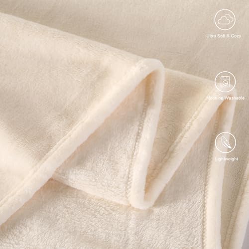 TASTHROW Creamwhite Throw Blanket 50x60 Inches | Soft Plush Cozy Fleece Flannel Throw Blanket, Lightweight Warm Throws for Bed, Couch, Bedroom and Living Room, All Seasons - color: Creamwhite, size: 50"x60"