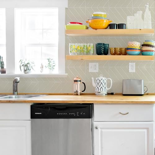 STICKGOO Herringbone Peel and Stick Backsplash, Light Gray Beige, 10 Sheets | 12.6 x 9.7 in, Thicker Rectangular Vinyl Stick-On Wall Tiles, Easy Alignment, Waterproof, Easy to Clean, Kitchen/Bathroom - color: Light Gray Beige, size: Pack of 10