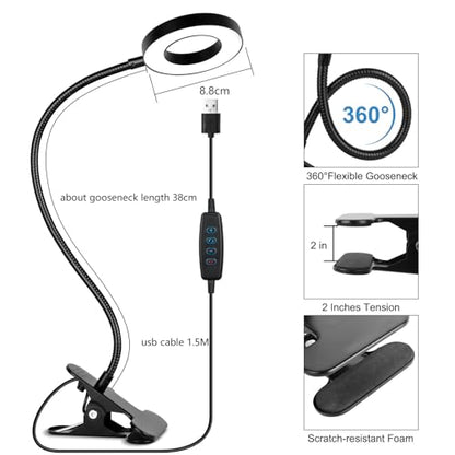 Woputne Desk Lamps Clip on Reading Light for Bed Home Office Craft (Black) | With 5V 2A Adapter, 10 Dimmable Brightness 3 Modes, Flexible Neck Light Desk Lamps for Home Office Headboard - size: Black-1 Piece-Standard-With Adapter