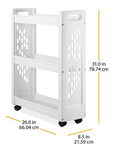 Whitmor 3 Tier Rolling Laundry Cart 8.50x26.0x31.0 - size: 8.50 x 26.0 x 31.0 inches