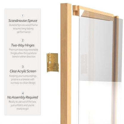 4 ft. Short Clear Plastic Partition Natural 3 Panel - color: Natural, size: 3 Panel