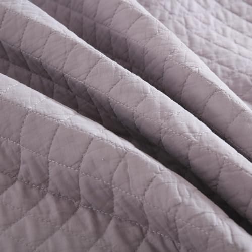 Wistown Cotton Queen Bedspread Quilt Bedding Set, Grey | 3 Pieces Reversible Lightweight Soft Coverlets Comforters, All Seasons, Diamond Stitching Pattern - color: Grey Diamond Pattern, size: Queen (90 by 98inch)