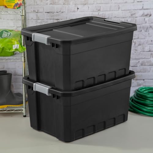 Sterilite 18-Pack Plastic Storage Bins with Lids, Stackable Containers, 19 Gallon, Black - size: 19 Gallon, style: 18 Pack