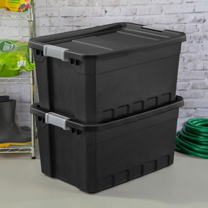 Sterilite Stacker Tote with Latching Lids for Garage, 19 Gallon, 24-Pack | Heavy-Duty and Stackable Plastic Boxes and Containers for Home, Desk, Cabinet, Dorm, Basement, or Utility Organization - size: 19 Gallon, style: 24 Pack