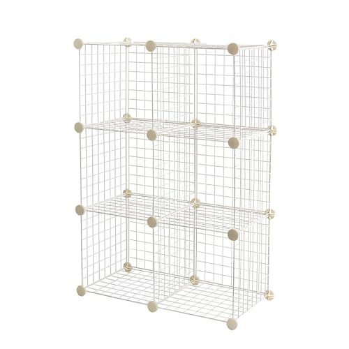 Amazon Basics Cube Wire Grid, 6-Cube, 12 x 12-Inches, White | Stackable, Storage Shelves - color: White