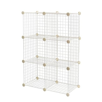 Amazon Basics Cube Wire Grid, 6-Cube, 12 x 12-Inches, White | Stackable, Storage Shelves - color: White