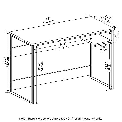 FURINNO Moretti Lifestyle Study Desk, 45 Inches, Columbia Walnut - color: Columbia Walnut, size: 45 inches