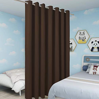 BONZER Room Divider Curtain Screen Partitions Total Privacy | Wall Grommet Wide Blackout Curtains for Living Room, Bedroom, 84L x 108W Inch (7L x 9W ft), 1 Panel, Chocolate - color: Chocolate, size: 108"W x 84"L (Pack of 1)