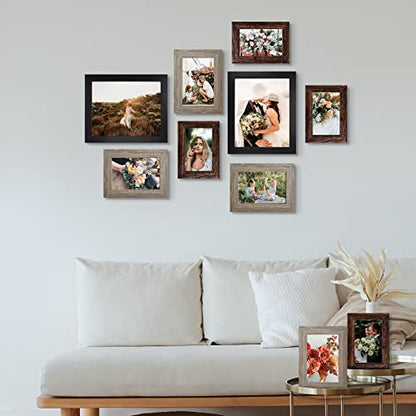 LUCKYLIFE Picture Frames Collage Wall Decor 10-Pack, Gallery Wall Frame Set with 8x10 5x7 4x6 Frames in 3 Different Finishes - color: Black&Gray&Brown
