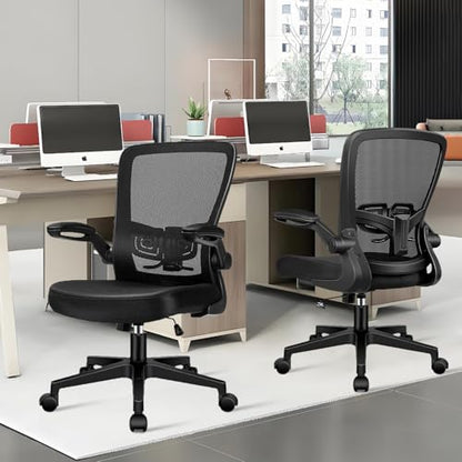 Desk Chairs with Wheels, Ergonomic Mesh Office Chair Adjustable Height and Swivel Lumbar Support Home Office Chair with Flip Up Armrests (8PK) - color: Black, size: 8PK