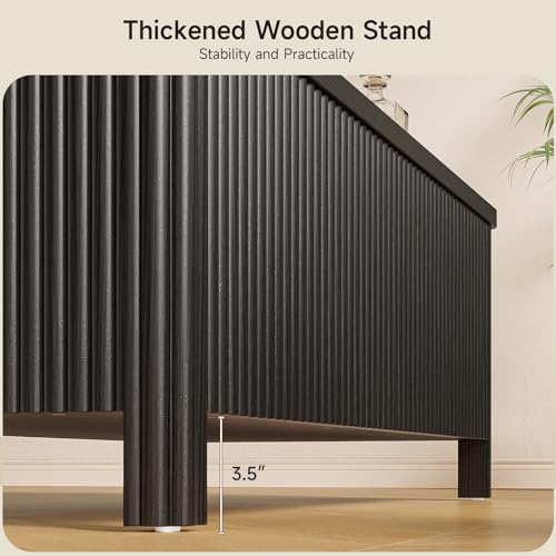 Fluted Lift Top Coffee Table with Storage, Mid Century Modern Coffee Table with Hidden Compartment, Rising Top Wood Center Table for Living Room, Home Office, Rounded Edges (Black) - color: Black