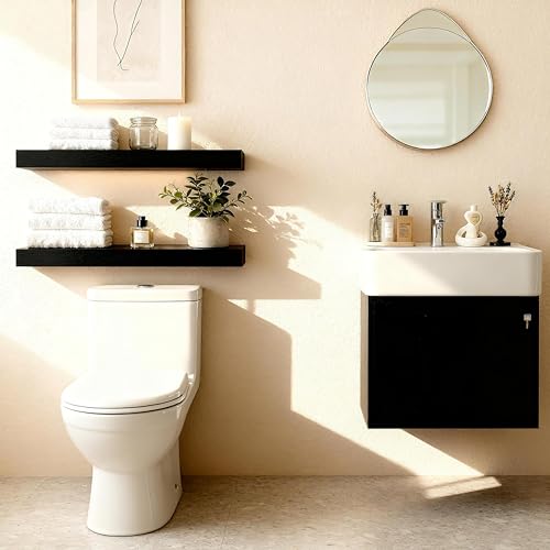 Floating Shelves for Wall,Over The Toilet Storage Cabinet-Set of 2 Black 24 Inch.Wall Shelves for Bathroom,Bedroom,Living Room,Kitchen-Modern Helf Display Organizer&Decor(Black,2pcs) - color: Black, size: 7.8"D x 24"W x 1.73"H