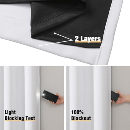 ChrisDowa White 100% Blackout Curtains for Bedroom 63 Inches Long 2 Panels | 2 Thick Layers, Thermal Insulated, Grommet, Window Treatment, Living Room Drapes with Black Liner, Pure White, 38 x 63 Inch - color: White, size: 38"W x 63"L (Pack of 2)