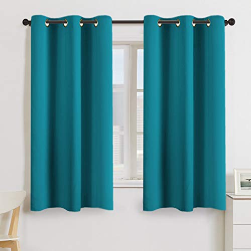 Turquoize Teal Blackout Window Drapes Room Darkening Themal Insulated Grommet/Eyelet Top Nursery/Living Room Curtains for Bedroom/Living Room Each Panel 42 in X 63 in (W X L) (Set of 2 Panels) - color: Teal, size: 42"W x 63"L (Pack of 2)