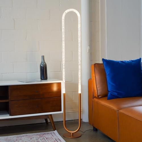 Contemporary Floor Lamp with Sleek Arc Design - Energy-Efficient LED Lighting for Living Room & Bedroom, Office Spaces | Bronze Finish | Modern Aesthetic for Home Decor Enthusiasts