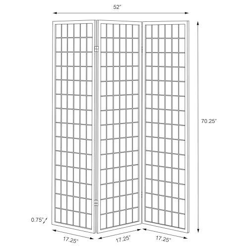 Coaster Home Furnishings - Carrie - Solid Wood - 3-Panel Folding Shoji Screen Room Divider with Black Frame, Linear Grid Design and Metal Hinges - Living Room - Black and White - 4622 - color: Black