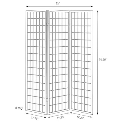Coaster Home Furnishings - Carrie - Solid Wood - 3-Panel Folding Shoji Screen Room Divider with Black Frame, Linear Grid Design and Metal Hinges - Living Room - Black and White - 4622 - color: Black