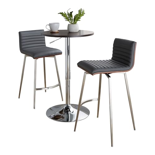 LumiSource Mason Swivel Adjustable Counter Height Dining 3 Piece Set, Pub Table and Stools, High Top Table Set for 2, Counter Table and Chairs Set of 2, Kitchen & Dining Room Sets (Grey) - color: Grey