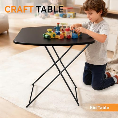 VINGLI Small Folding Table Portable, 18" Adjustable Height Personal Laptop TV Tray, Camping Table, HDPE Plastic Top with Steel Frame,Black - color: Black, size: 28"