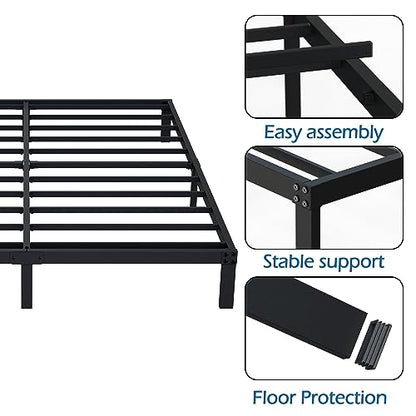 DiaOutro 9 Inch Full Size Bed Frame Heavy Duty Low Profile Metal Platform | Steel Slats Platform No Box Spring Needed Mattress Foundation, Easy Assembly, Noise Free - size: Full, style: 9 Inch