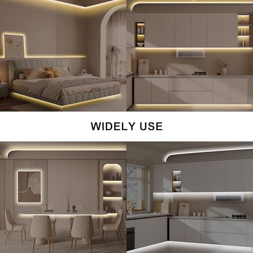 Tatazone 16.4ft Tunable White COB Led Strip Light with RF Remote, CRI93+ Dimmable CCT 2700K-6500K Led Tape Lights, Adhesive 3PIN Dual Color Led COB Light Strip for Bedroom, Kitchen, Cabinet - size: 16.4ft
