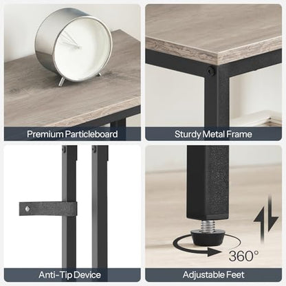 HOOBRO 39.4 Inch Narrow Console Table with Power Outlets, 5.9 Inch Sofa Table with Storage, Skinny Behind Couch Table, for Entryway Hallway, Small Spaces, Greige and Black BG52UXG01G1 - color: Greige + Black