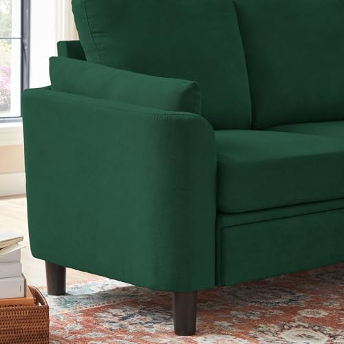 59" Loveseat Sofa, Mid Century Modern Love Seat with Back Cushions, 2-Seat Small Sofa Couch for Living Room Bedroom Small Spaces, Green - color: Green, size: Loveseat Sofa