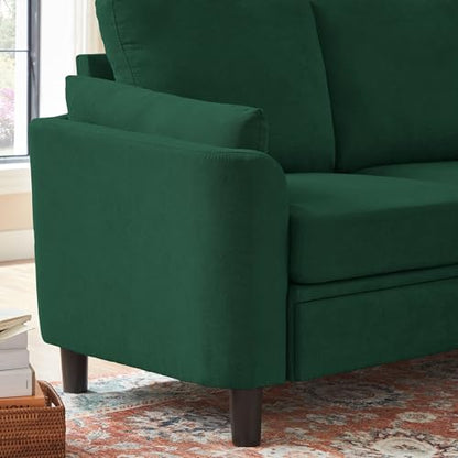 59" Loveseat Sofa, Mid Century Modern Love Seat with Back Cushions, 2-Seat Small Sofa Couch for Living Room Bedroom Small Spaces, Green - color: Green, size: Loveseat Sofa