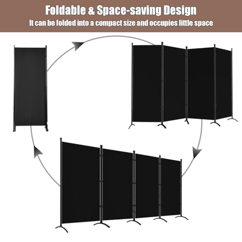 Room Divider-Folding Privacy Screens, 6 ft Partition Room Dividers Wall for Separation, Home, Office, Classroom, Studio (Black, 4 Panel) - color: Black, size: 4 Panel