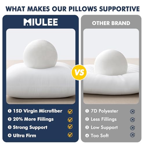 MIULEE 12x12 Throw Pillows Inserts 2 Pack, Decorative Pillows for Couch Bed | 100% Virgin Filling, Full and Fluffy, Lumbar, Back and Neck Support - size: 12x12 Inch