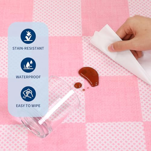 GarveeHome Checkered Pink 2x6 Washable Kitchen Runner Rug Low-Pile Entryway | Pink and White Small Area Rug for Hallway Bedroom Bathroom Non-Slip Stain Resistant Geometric Rugs TPE Backing - color: Blush Pink, size: 2' x 6' (Rectangular)
