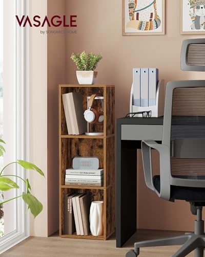 VASAGLE CUSTOS Collection - Bookshelf, 3-Tier Bookcase, Book Shelf, Open Storage Shelf, 9.4 x 11.8 x 37.3 Inches, for Living Room, Home Office, Dining Room, Rustic Brown ULBC433K01 - color: Rustic Brown, size: 3 Tiers (11.8"W)