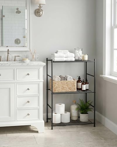 Sakugi 3-Tier Metal Storage Shelves - Space-Saving Shelf Organizer for Small Spaces, Compact Shelving Unit with Adjustable Feet for Kitchen, Garage, Laundry Room (17.7" x 12.5" x 30.1", Black) - size: 17.7W x 12.5D x 30.1H(3T)