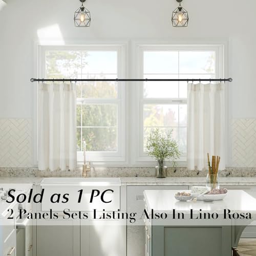 Lino Rosa Kitchen Window Curtains Over Sink Cafe Curtains 24 Inch Length,Farmhouse Linen Pinch Pleat Sheer Kitchen Curtain Set of 1 - color: Natural, size: 24"W x 24"L (Pack of 1)
