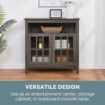 Convenience Concepts Big Sur Highboy TV Stand 36" - Modern Entertainment Center For TVs up to 40", Storage Cabinet for Dining, Living Room, & Entryway, Console Hall Table with Shelves, Weathered Gray - color: Weathered Gray