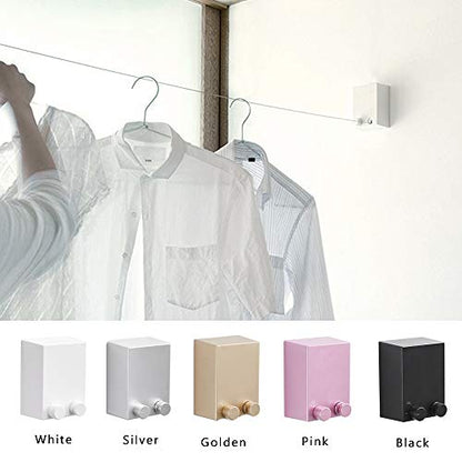 Retractable Clothesline ABS case+Aluminum Dryer with Adjustable Stainless Steel Rope String Hotel Style Heavy Duty, Wall Mounted Method, 13.8 Feets,White - size: Single Rope, style: White