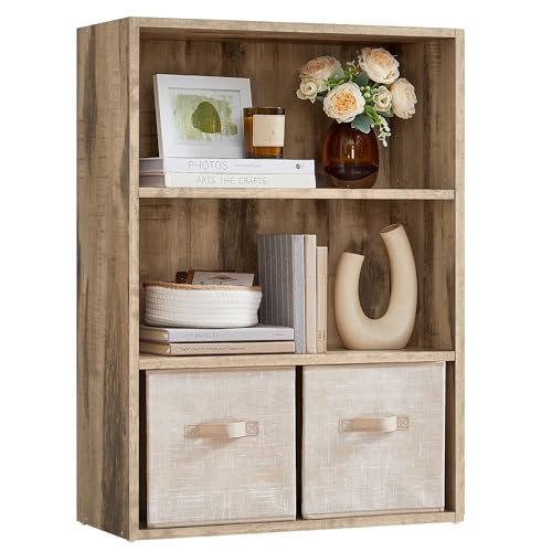 VASAGLE CUSTOS Collection - Bookshelf, 3-Tier Bookcase, Book Shelf, Open Storage Shelf, 9.4 x 23.6 x 32 Inches, for Living Room, Home Office, Dinning Room, Camel Brown ULBC163L01 - color: Camel Brown, size: 3 Tiers (23.6"W), style: 1 Pack