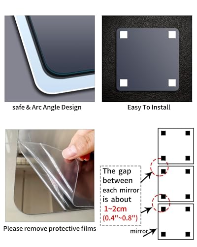 Kids Wall Mirror Tiles,Safe Unbreakable Acrylic Mirror for Baby,Plastic Plexiglass On the RV, Shatterproof Frameless Mirror Wall Stickers.Suit for Apply Touring Car,Children's Room,Classroom（8"x8") - size: 8"L x 8"W