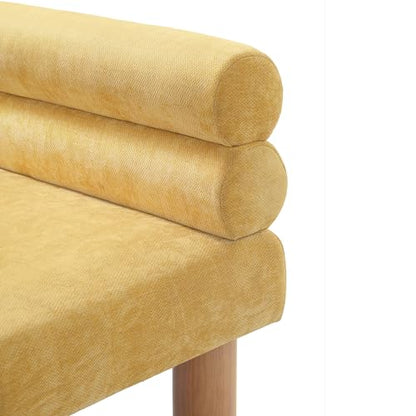 Christopher Knight Home Wally Fabric Upholstered Dining Bench, Long Dining Room Chair, Wooden Entryway Bench, Bedroom End of Bed Bench, Yellow+Natural - color: Yellow+natural