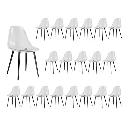 Baysitone Clear Dining Chairs Set of 20, Modern Kitchen Chairs with Transparent Seat, Acrylic Accent Side Chairs with Plating Metal Legs for Dining Room, Kitchen, Living Room with Black - color: Black, size: Set of 20