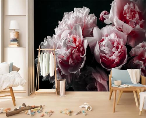 YIHWM-Peel and Stick Pink Flowers Wallpaper Dark Peony Floral Wall Mural | Tear-resistant,with a substantial feel;Will not be damaged during repositioning.Bathroom,Bedroom wallpaper.S-80"x58" - color: Yh10, size: 80"x58"
