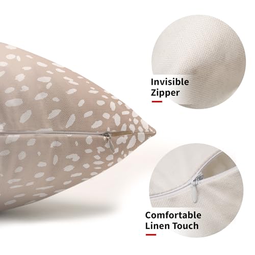 Antelope Lumbar Pillow Covers 12X20 Inch Beige Faux Fawn Deer Animal Print Decorative Pillow Cases Modern Neutral Cotton Linen Throw Pillows Set of 2 Home Decor for Sofa Porch Couch Outdoor - color: Peach Pink, size: 20" x 12" (Pack of 2)