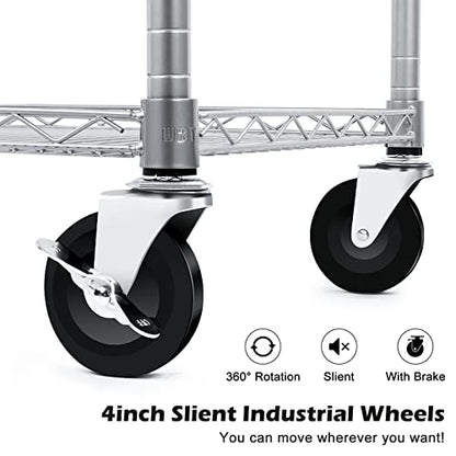 990Lbs Capacity Heavy Duty Rolling Utility Cart, NSF Rolling Carts with Wheels,Commercial Grade Metal Cart with Handle Bar & Shelf Liner,Trolley Serving Cart for Restaurant,Kitchen,Gray - color: Gray-3 Tier
